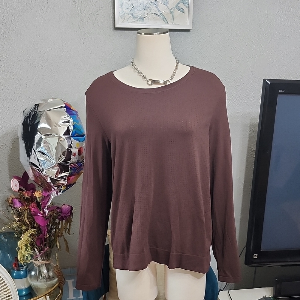 Athleta Brown Athletic Lightly Perforated Top Women's XL